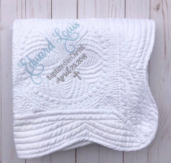 Personalized Baptism Blanket for Boy