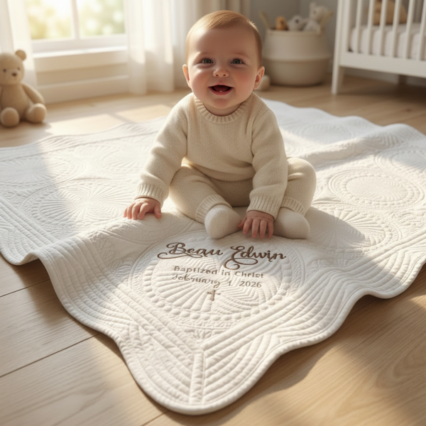 Personalized baptism blanket embroidered for girl or boy