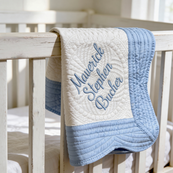 personalized baby blanket embroidered with three names