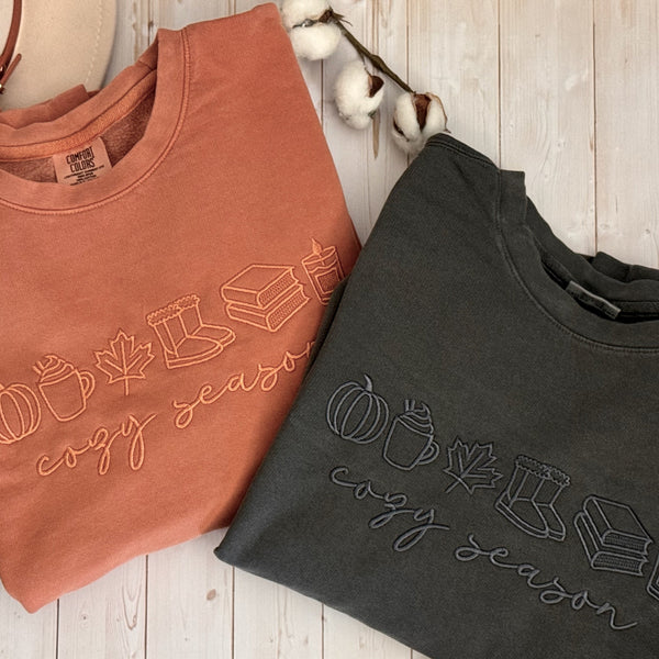 comfort colors fall sweatshirt cozy season yam and pepper unisex size