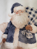 Blue Christmas Kitchen Tea Towel - Santa