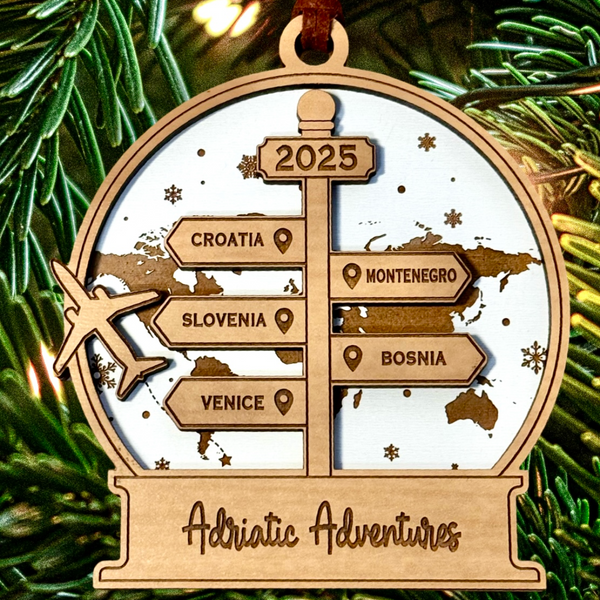 Personalized 2025 Travel Christmas Ornament