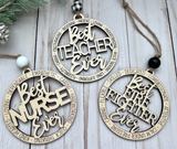 Best Teacher Ornament - Christmas Gift from Student