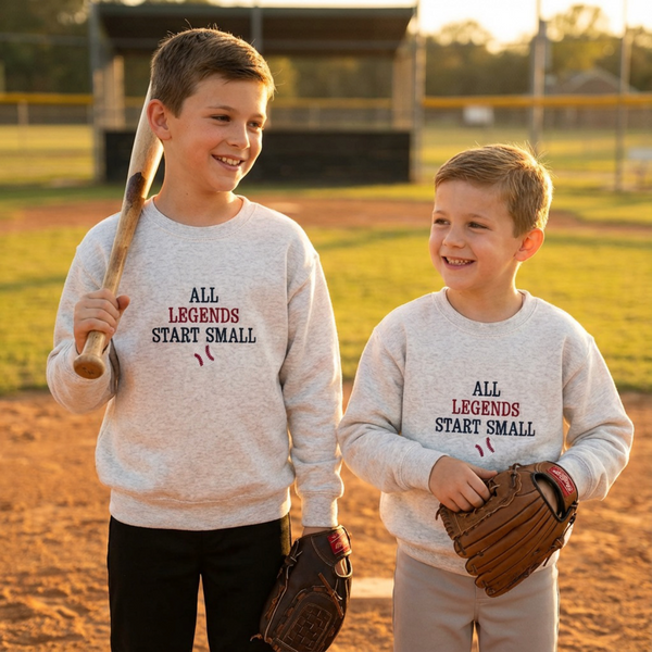 All legends start small baseball sweatshirt for toddlers