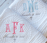 Baptism Gift Personalized Baby Blanket with Monogram for Boy or Girl