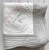 baptism blanket for girl pink and gray