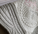 baptism blanket gray trim for boy or girl personalized