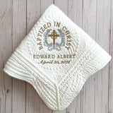 Personalized Baptism Blanket - Gender Neutral - Gold and Silver Design - 36 x 46 Inches - Christening or Dedication