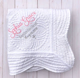 Baptism Blanket for Girl - Personalized - White - 36 x 46 Inches - Christening or Dedication