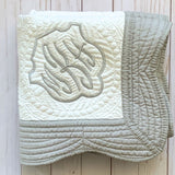 monogram baby blanket white and gray personalized